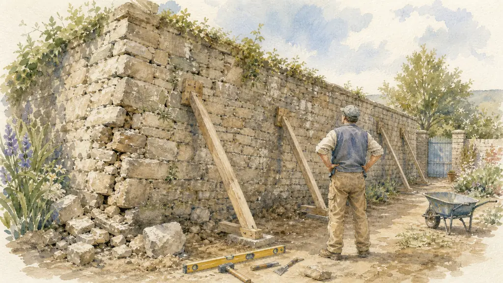 Renforcer un mur en pierre qui penche : que faire avant qu’il cède ?